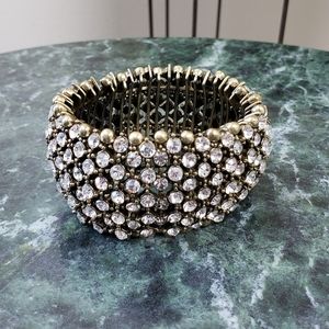 Gold Ox & Crystal Stone Stretch Bracelet